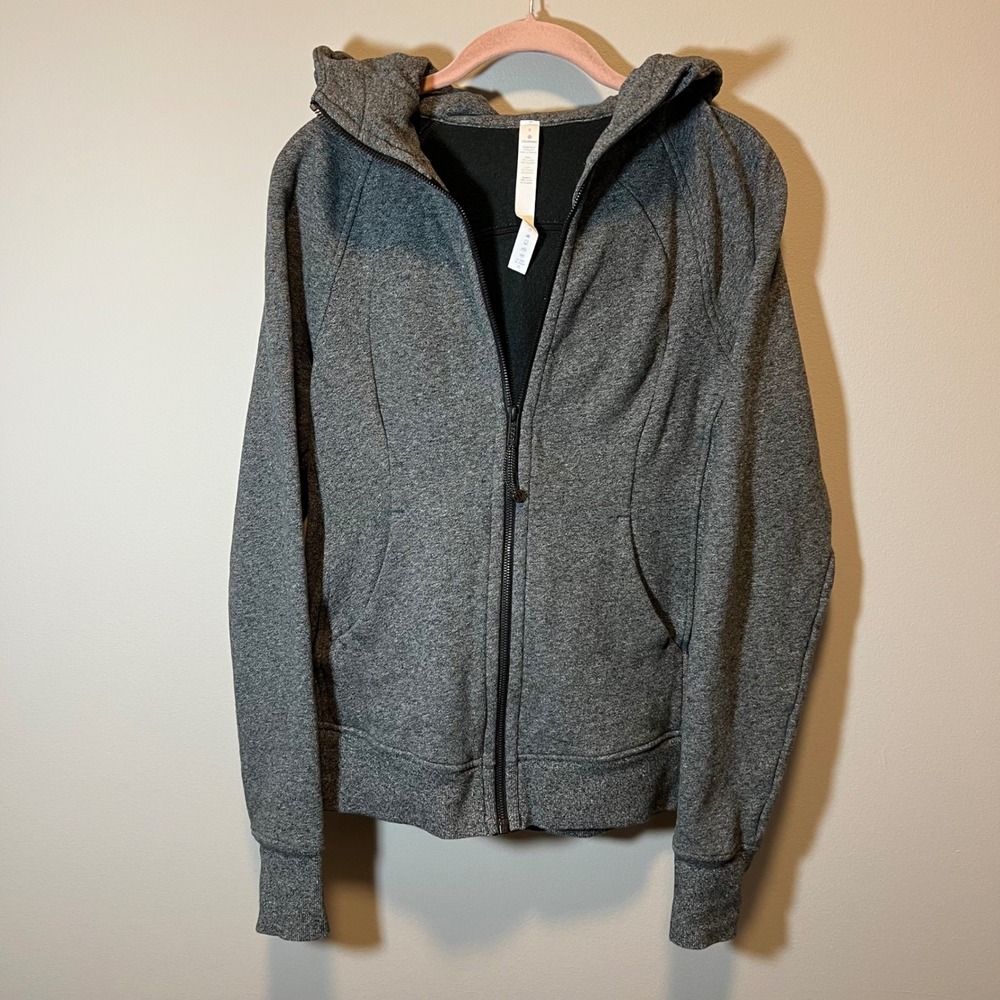 Lululemon Scuba Hoodie Full Zip Heathered Grey Fleece Sweatshirt Women's 8